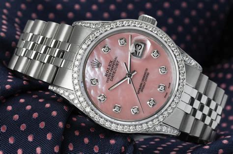 rolex mother of pearl dial|Rolex lady Datejust pink dial.